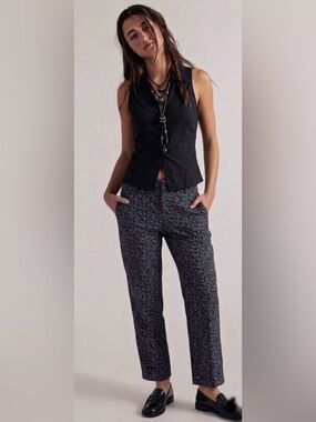 Gap Skinny Ankle Pants Bi-Stretch Micro Floral Black White 4R NWOT